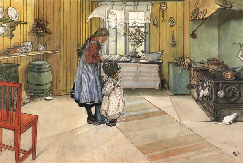 Carl Larsson The Kitchen France oil painting art
